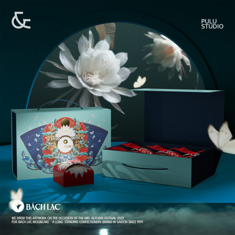 Bạch Lạc 高級月餅套裝 深藍白花盒